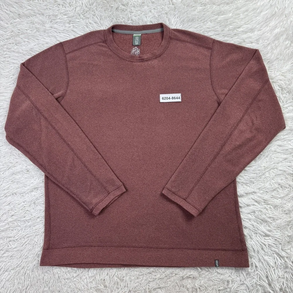 Stio Sweater Mens Large Burgundy Turpin Fleece Lightweight Crewneck Sweatshirt L - Picture 10 of 10